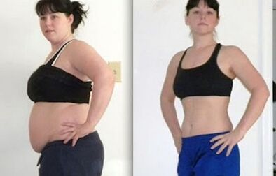Diät stundenweise vor und nach Fotos